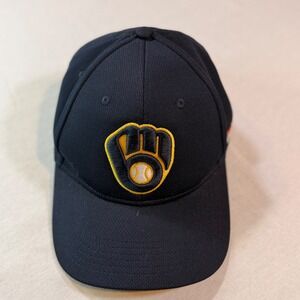 OC Sports Milwaukee Brewers Hat OSFM Navy Blue MLB Baseball Team Adjustable EUC